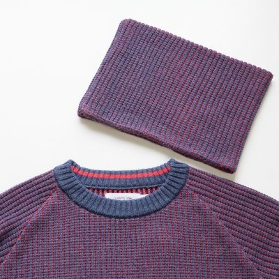 画像4: SALE 30%OFF (TURN ME ON / ターンミーオン)  スヌード付きワッフル編みニット (NAVY) (MENS)M/Lサイズ