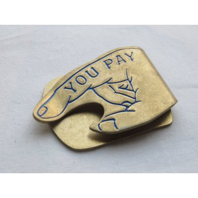 画像4: button works / ボタンワークス■YOU PAY MONEY CLIP / ユーペイマネークリップ (真鍮/青)■クリックポスト対応商品（送料198円）