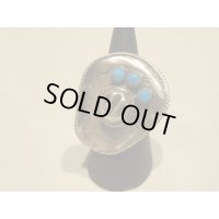 インディアンジュエリー■NAVAJO族（ナバホ族）■指輪 リング　ウエスタンハット（NAVAJO-R-003)■１３号■ターコイズ■ハンドメイド■アリゾナ北部現地買付