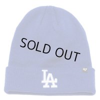('47/フォーティーセブン)  ドジャース  ’47 ニット帽 カフニット ロイヤル×ホワイト刺繍ロゴ　Dodgers ’47 Raised Cuff Knit Royal×White Logo