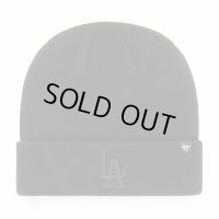 ('47/フォーティーセブン)  ドジャース  ’47 ニット帽 カフニット ブラック×ブラック刺繍ロゴ　Dodgers ’47 Raised Cuff Knit Black×Black Logo