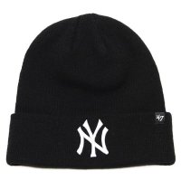 ('47/フォーティーセブン)  ヤンキース  ’47 ニット帽 カフニット ブラック×ホワイト刺繍ロゴ　Yankees ’47 Raised Cuff Knit Black×White Logo