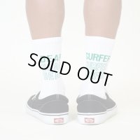 TURN ME ON（ターンミーオン)　『DEAR SURFER』ソックス WHITE/GREEN ■クリックポスト対応アイテム（送料198円）