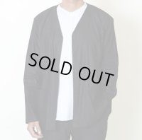 （TURN ME ON / ターンミーオン) リネンレーヨン ストレッチVネックボレロ (BLACK)  (MENS)M/L/XLサイズ