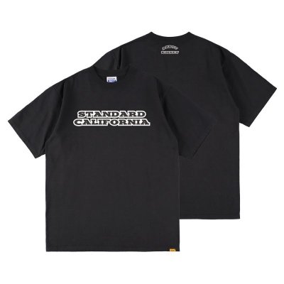 画像1: Abbot Kinney別注  (STANDARD CALIFORNIA/スタンダードカリフォルニア) SD×AK  Heavyweight  Logo T■Black(ホワイトプリント）■（メンズ）S/M/L/XLサイズ