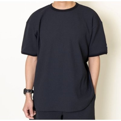 画像1: TURN ME ON（ターンミーオン) ラウンドカット ワッフルTEE (BLACK)  (MENS)M/L/XLサイズ