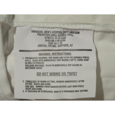 画像5: 【DEAD STOCK】 U.S. Hospital Duty White Trousers（アメリカ ホスピタル ホワイト トラウザーズ ）W34×L32