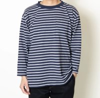 TURN ME ON（ターンミーオン)　ボーダー9分袖ポケットTEE (NAVY)  (MENS)M/Lサイズ