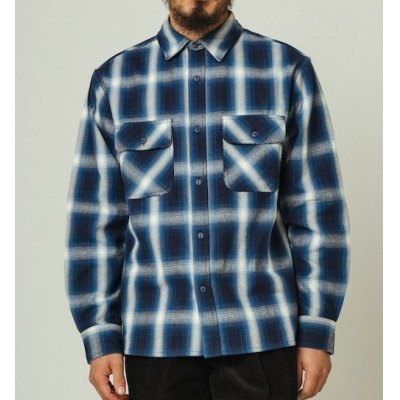 画像1: (BIG MIKE/ビッグマイク) Heavy Flannel Shirts / NVY×WHT（メンズ）M/L/XLサイズ