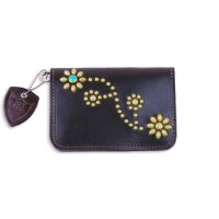 HTC Medium Wallet #125 Turquoise（Dark Brown)