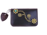 HTC Medium Wallet #125 Turquoise（Dark Brown)