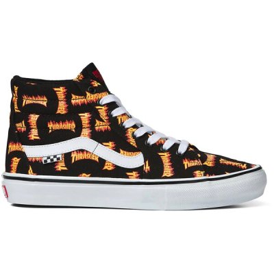 画像1: バンズ（VANS)  Sk8-Hi スケートハイ　Thrasher Allover Flame Logo Black  US 9.5（27.5cm)  USA企画