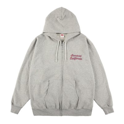 画像1:  スタンダードカリフォル二ア（STANDARD CALIFORNIA) SD US Cotton Script Logo Zip Hood Sweat■Gray■（メンズ）M/L/XLサイズ 