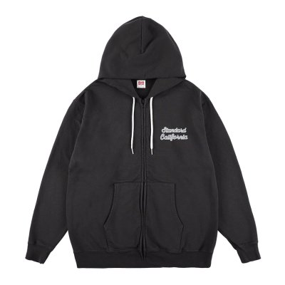 画像1:  スタンダードカリフォル二ア（STANDARD CALIFORNIA) SD US Cotton Script Logo Zip Hood Sweat■Black■（メンズ）M/L/XLサイズ 