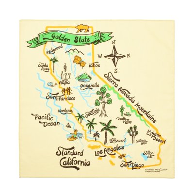 画像1: STANDARD CALIFORNIA/スタンダードカリフォルニア　 SD Cal Map Bandana　アイボリー