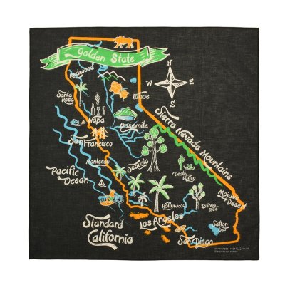 画像1: STANDARD CALIFORNIA/スタンダードカリフォルニア　 SD Cal Map Bandana　ブラック