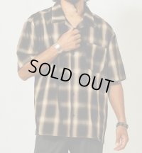 (BIG MIKE/ビッグマイク) Rayon Mix Ombre Check Shirts / BLK×BRN （メンズ）M/Lサイズ