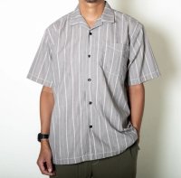 TURN ME ON（ターンミーオン) ストライプオープンカラーシャツ(BLACK) (MENS)M/Lサイズ