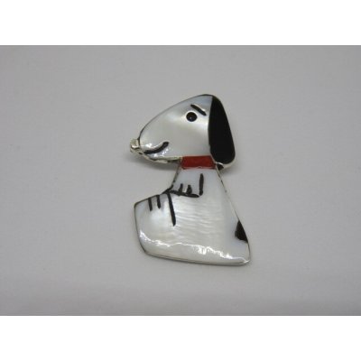 画像1: インディアンジュエリー■ZUNI族（ズニ族）■ネックレストップ（ZUNI-DD-001) Shenel・Comosona　インレイ  スヌーピー　