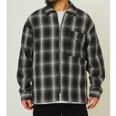 画像1: (BIG MIKE/ビッグマイク) Heavy Flannel Zip Shirt Jacket / BLK×GRY(メンズ)M/L/XLサイズ