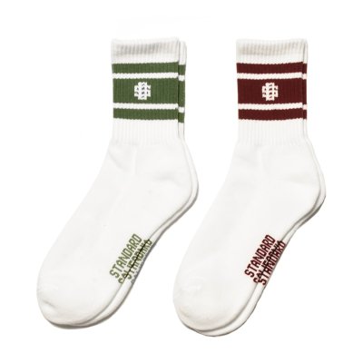 画像1: (STANDARD CALIFORNIA/スタンダードカリフォルニア) SD Sports Socks-2P (Olive、Burgundy )