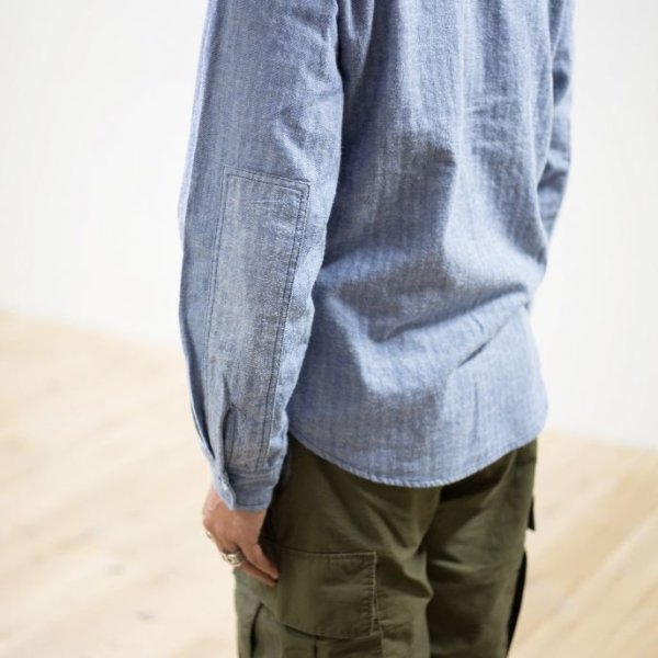 画像5: SALE 30%OFF (TURN ME ON / ターンミーオン)  インディゴ染 ヘリンボンL/Sシャツ(BLUE) (MENS)M/Lサイズ (5)