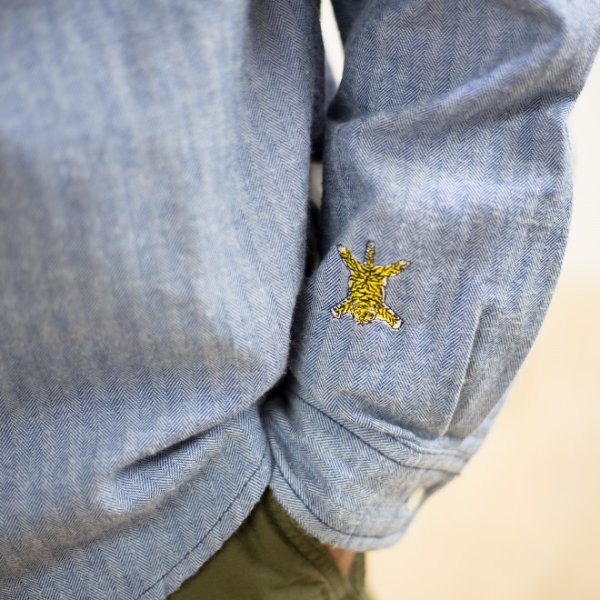 画像3: SALE 30%OFF (TURN ME ON / ターンミーオン)  インディゴ染 ヘリンボンL/Sシャツ(BLUE) (MENS)M/Lサイズ (3)