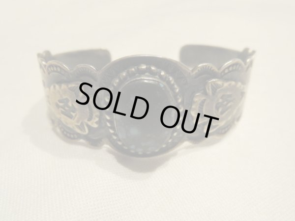 画像2: ■インディアンジュエリー■３０'s FRED HARVEY フレッド　ハーヴィースタイルバングル Swastika Thunder Bird&Turquoise シルバーバングル (2)