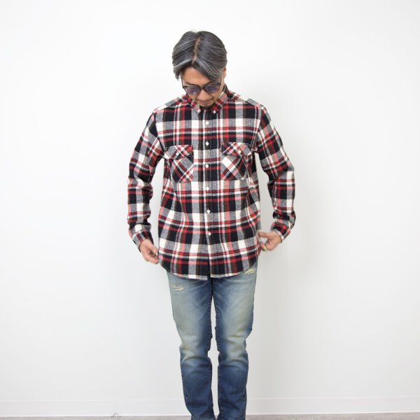 画像2: SALE 30%OFF (TURN ME ON / ターンミーオン)  ワッフルチェックL/Sシャツ (RED)  (MENS)M/Lサイズ (2)