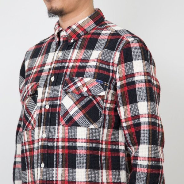 画像4: SALE 30%OFF (TURN ME ON / ターンミーオン)  ワッフルチェックL/Sシャツ (RED)  (MENS)M/Lサイズ (4)