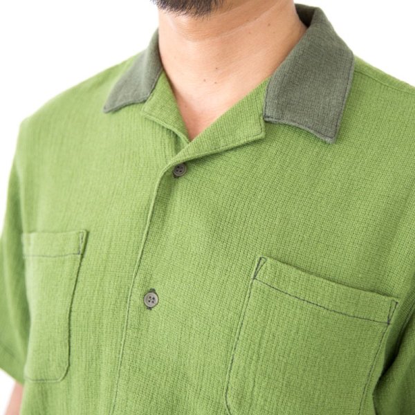 画像2: SALE 30%OFF (TURN ME ON / ターンミーオン)  リネンオープンカラーシャツ(GREEN) (MENS)M/Lサイズ  (2)
