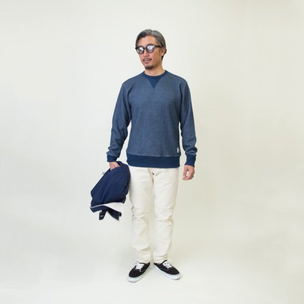 画像4: SALE20%OFF (TURN ME ON / ターンミーオン)　クルーネック ワッフルC&S (NAVY)  (MENS)M/L/XLサイズ (4)
