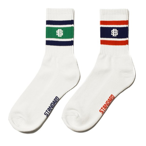 画像1: (STANDARD CALIFORNIA/スタンダードカリフォルニア) SD Sports Socks-2P (Navy/Redライン、Green/Navyライン) (1)