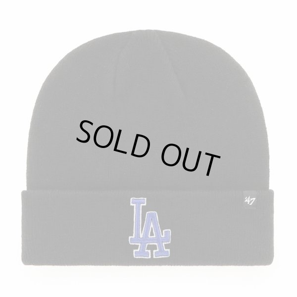 画像1: ('47/フォーティーセブン)  ドジャース  ’47 ニット帽 カフニット ブラック×ブルー刺繍ロゴ　Dodgers ’47 Raised Cuff Knit Black×Blue Logo (1)