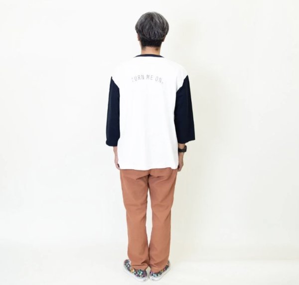 画像3: TURN ME ON（ターンミーオン)　配色切替9分袖TEE(WHITE/NAVY)  (MENS)M/Lサイズ (3)