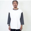 画像5: TURN ME ON（ターンミーオン)　配色切替9分袖TEE(WHITE/CHARCOAL)  (MENS)M/Lサイズ (5)