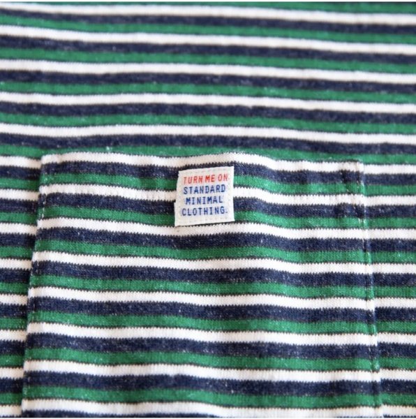 画像5: TURN ME ON（ターンミーオン) マルチボーダーPKT TEE(NAVY/GREEN)　(MENS)M/Lサイズ (5)