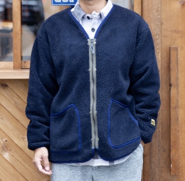 画像1:  (TURN ME ON / ターンミーオン) シープボアZIPブルゾン(NAVY)  (MENS)M/Lサイズ (1)