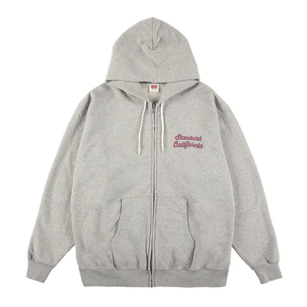 画像1:  スタンダードカリフォル二ア（STANDARD CALIFORNIA) SD US Cotton Script Logo Zip Hood Sweat■Gray■（メンズ）M/L/XLサイズ  (1)