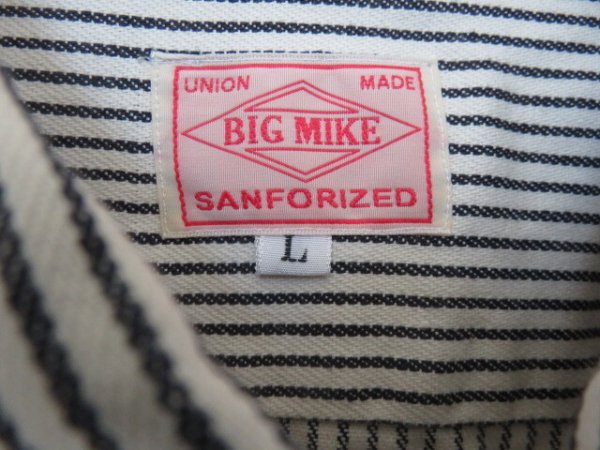 画像4: (BIG MIKE/ビッグマイク) ヒッコリー ストライプ 長袖ワークシャツ / WH×NY（メンズ）M/Lサイズ (4)