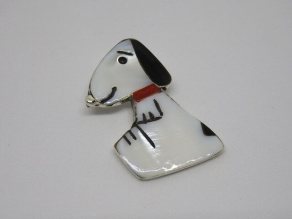 画像2: インディアンジュエリー■ZUNI族（ズニ族）■ネックレストップ（ZUNI-DD-001) Shenel・Comosona　インレイ  スヌーピー　 (2)