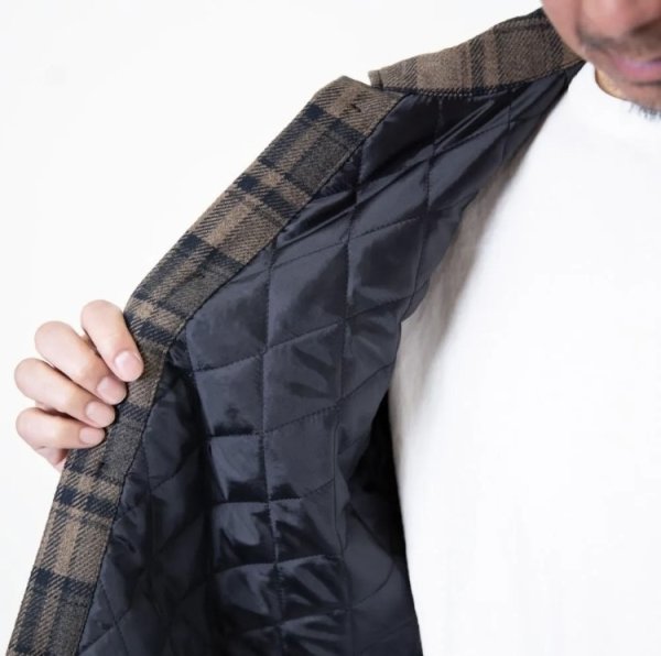 画像2:  (TURN ME ON / ターンミーオン) チェックネル×キルティングJKT(BROWN) (MENS)M/Lサイズ (2)
