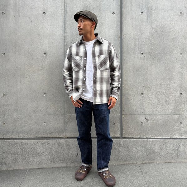 画像2:  (STANDARD CALIFORNIA/スタンダードカリフォルニア) SD Heavy Flannel Check Shirt　Charcoal（メンズ）M/Lサイズ (2)